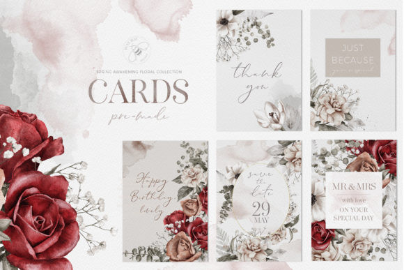 Elegant Watercolor Floral Cards Templates: CMYK Print-Ready Designs