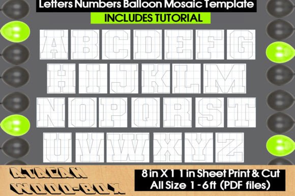 Mosaic Balloons Templates Square Lette: Precision Laser Cutting Designs
